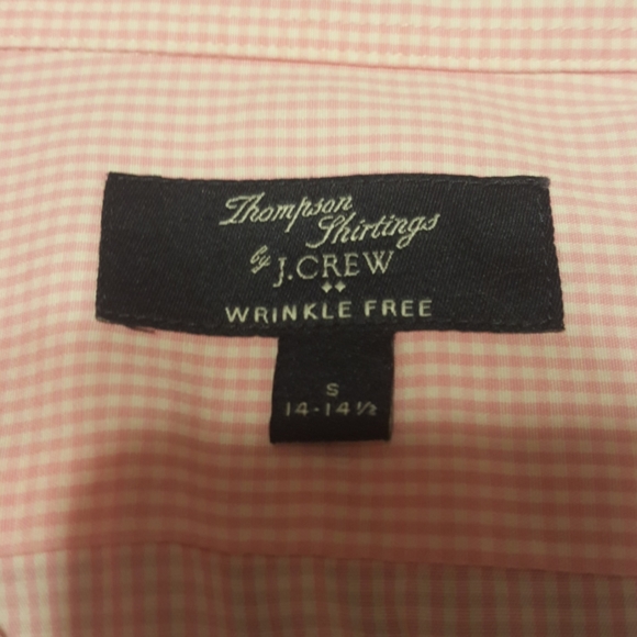 j. crew button down. pink and white small check - Picture 2 of 5